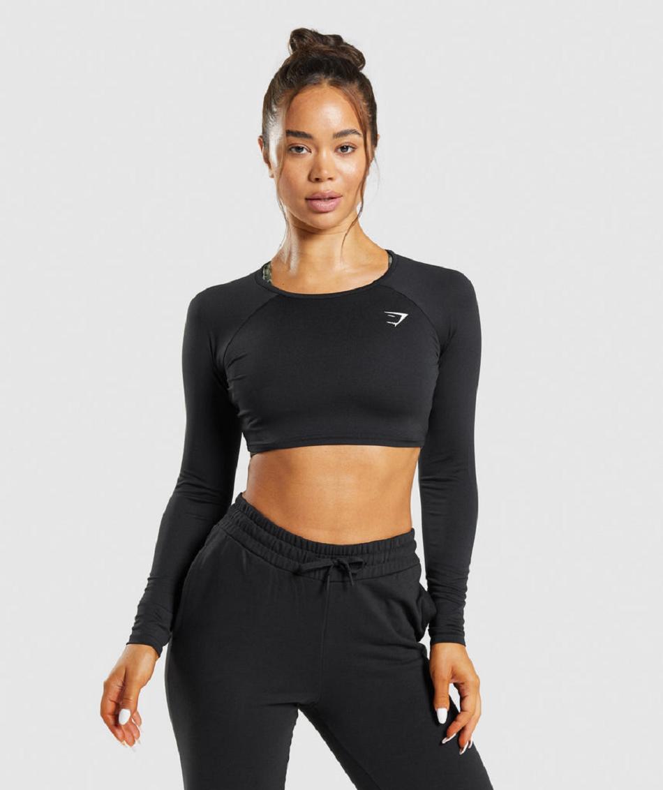 Corp Tops Gymshark Entrenamiento Long Sleeve Mujer Negras | CO 2474LIS